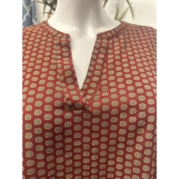 J Crew Blouse‎ Shirt Sz M Pullover Bell Flare Sleeve Burgundy Career Office Top - Picture 12 of 15
